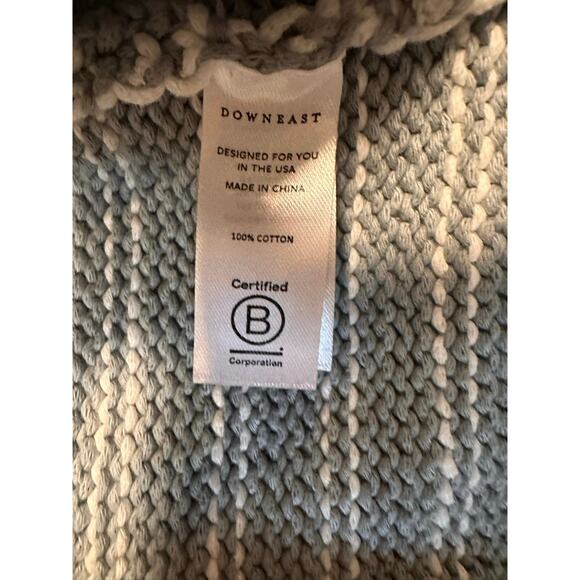 Downeast Sage Green/Cream Roll Neck Striped 100% Cotton Sweater Size M Coastal - Picture 8 of 8